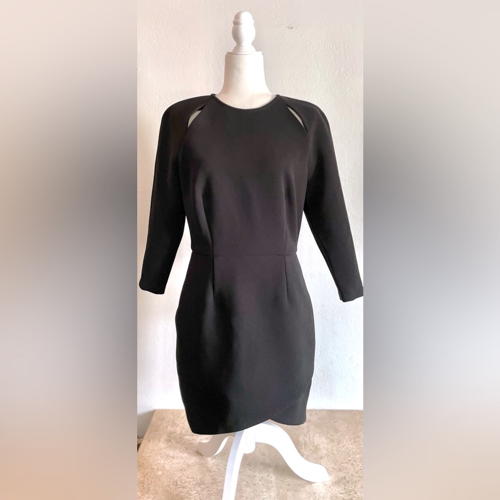 Porter Grey Capsule Collection Poly Crepe LBD w/ Shoulder Slits